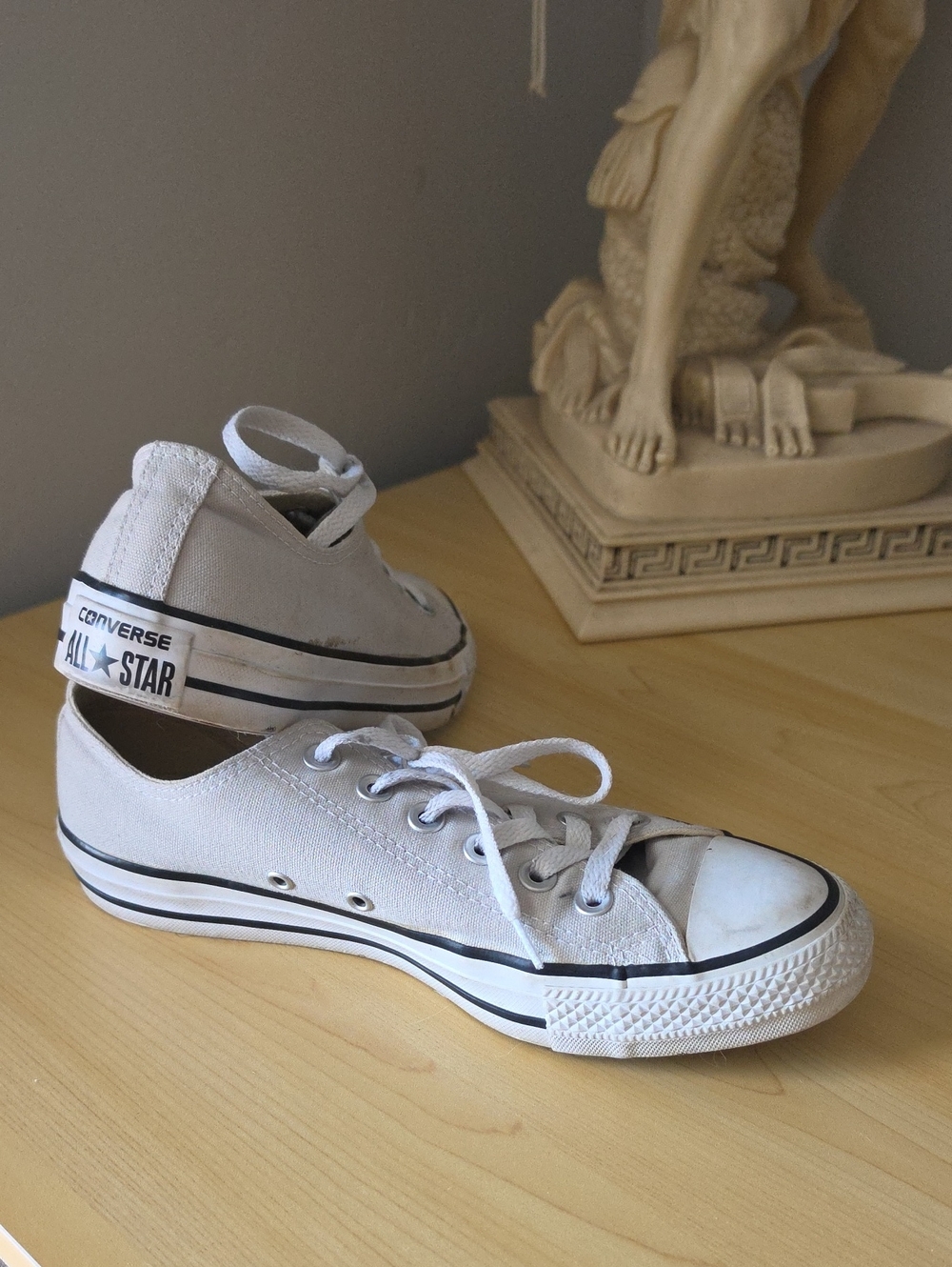 Converse Light GREY Low Top Canvas Sneakers with Black Trim